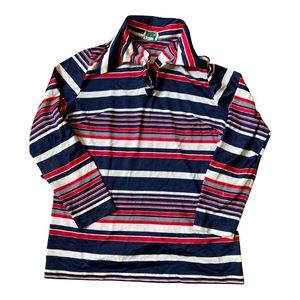 Vintage 70’s blouse stripes womens plus large red white blue